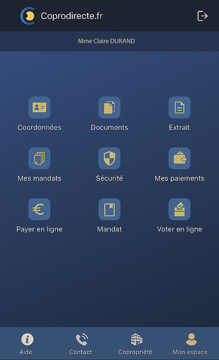 Interface extranet copropriétaires coprodirecte.fr